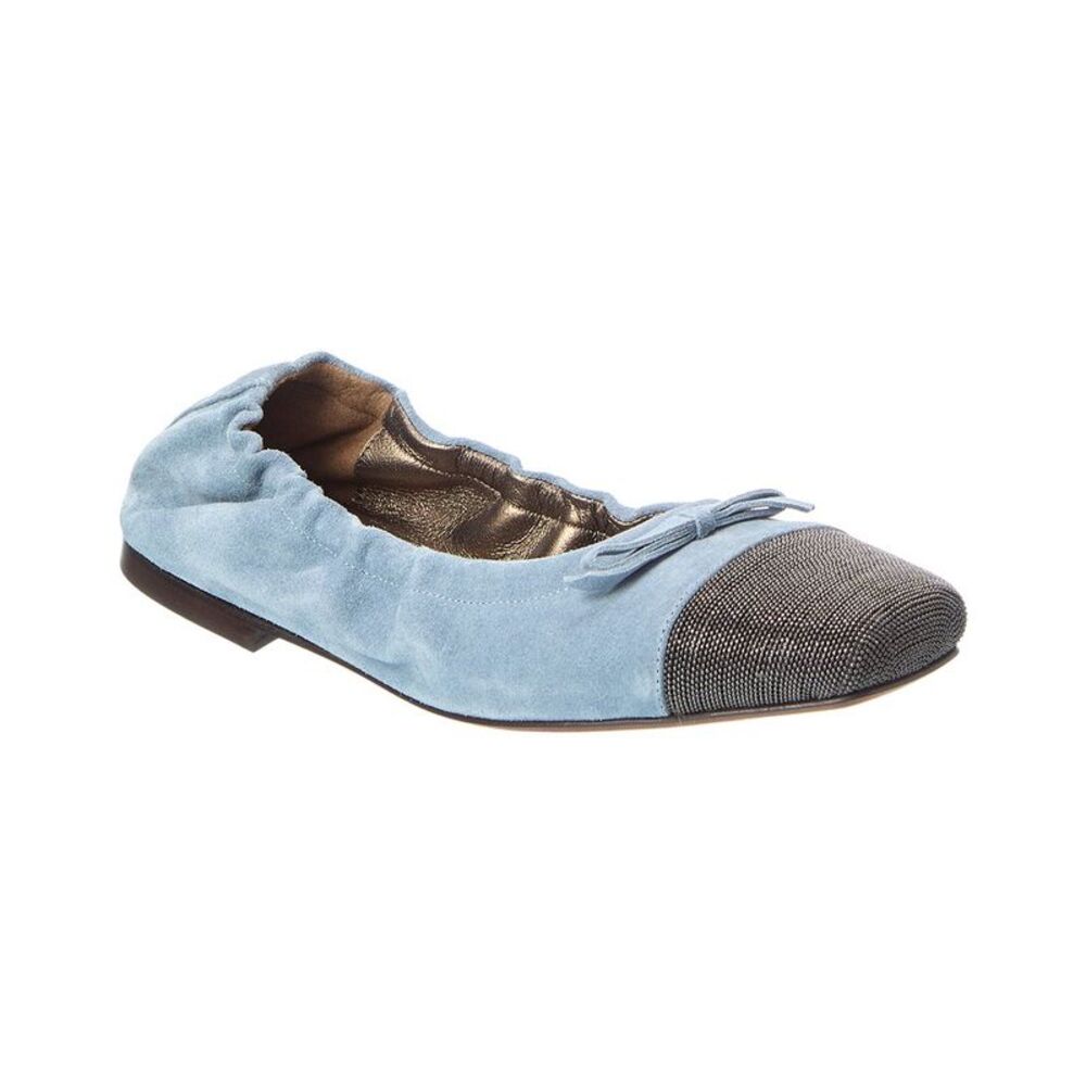 Brunello Cucinelli Suede Flat, Blue